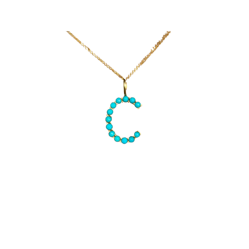Turquoise and Gold Letter Pendants
