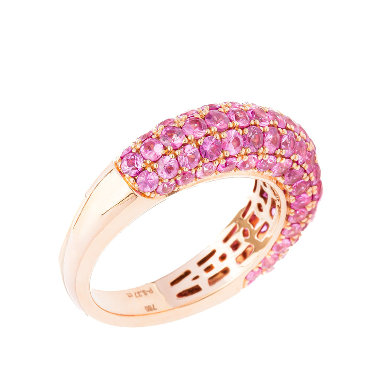 14k Rose Gold Pink Sapphire Pavé Candy Ring