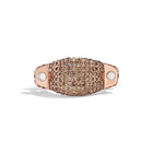 14k rose gold pavé diamond Coupling ring, front view of warm rose gold band with continuous diamond pavé.   