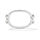 14k white gold diamond and blue sapphire Coupling bracelet, vertical view of hardware-inspired articulated links
