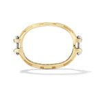 14k yellow gold Coupling bracelet, vertical view of articulated hardware-inspired industrial fine jewelry chain.   