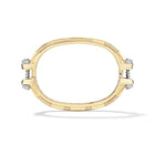 14k yellow gold pavé diamond Coupling bracelet, vertical view of sculpted bolt-and-nut hardware-inspired links