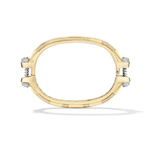 14k yellow gold pavé diamond Coupling bracelet, vertical view of sculpted bolt-and-nut hardware-inspired links