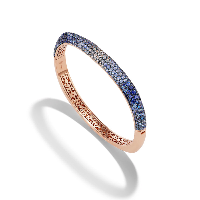 14k Rose Gold Blue Sapphire Candy Bangle