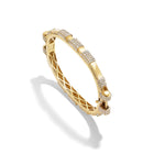 14k Yellow Gold Half Diamond COUPLING™ Thin Bangle
