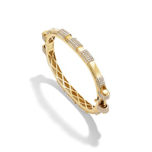 14k Yellow Gold Half Diamond COUPLING™ Thin Bangle