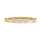 14k Yellow Gold Half Diamond COUPLING™ Thin Bangle