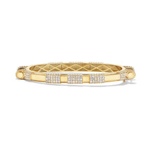 14k Yellow Gold Half Diamond COUPLING™ Thin Bangle