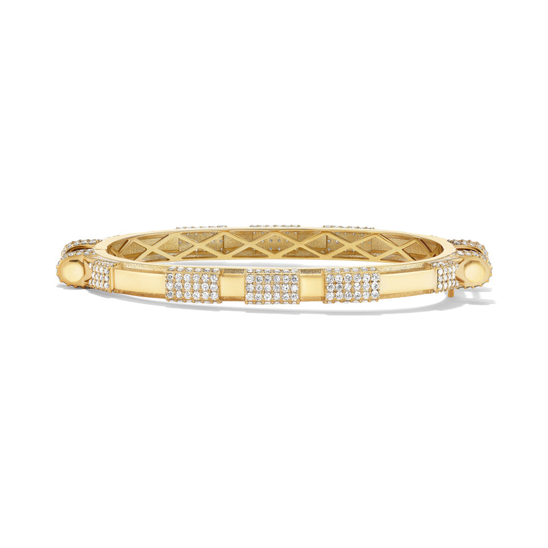 14k Yellow Gold Half Diamond COUPLING™ Thin Bangle