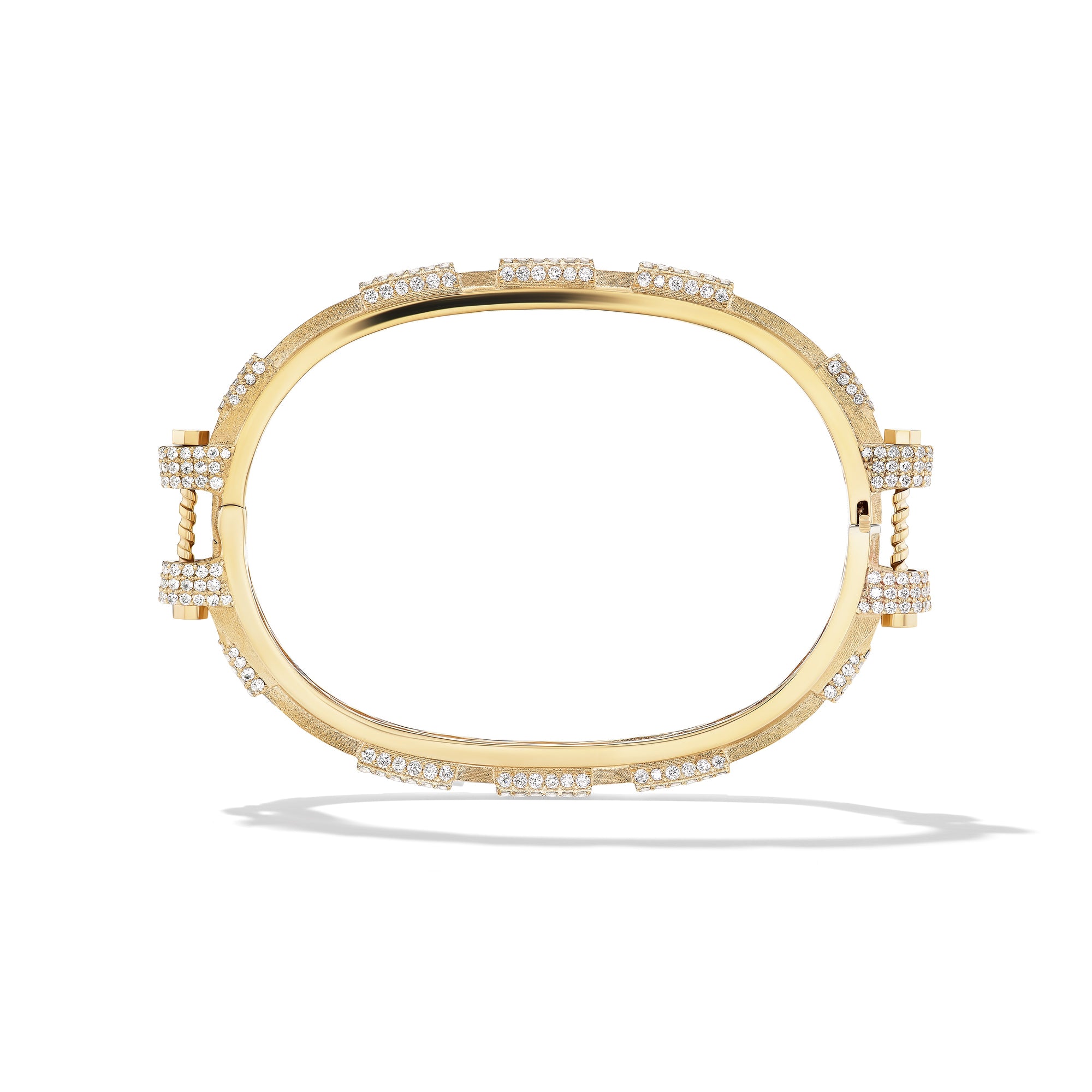 14k Yellow Gold Half Diamond COUPLING™ Thin Bangle