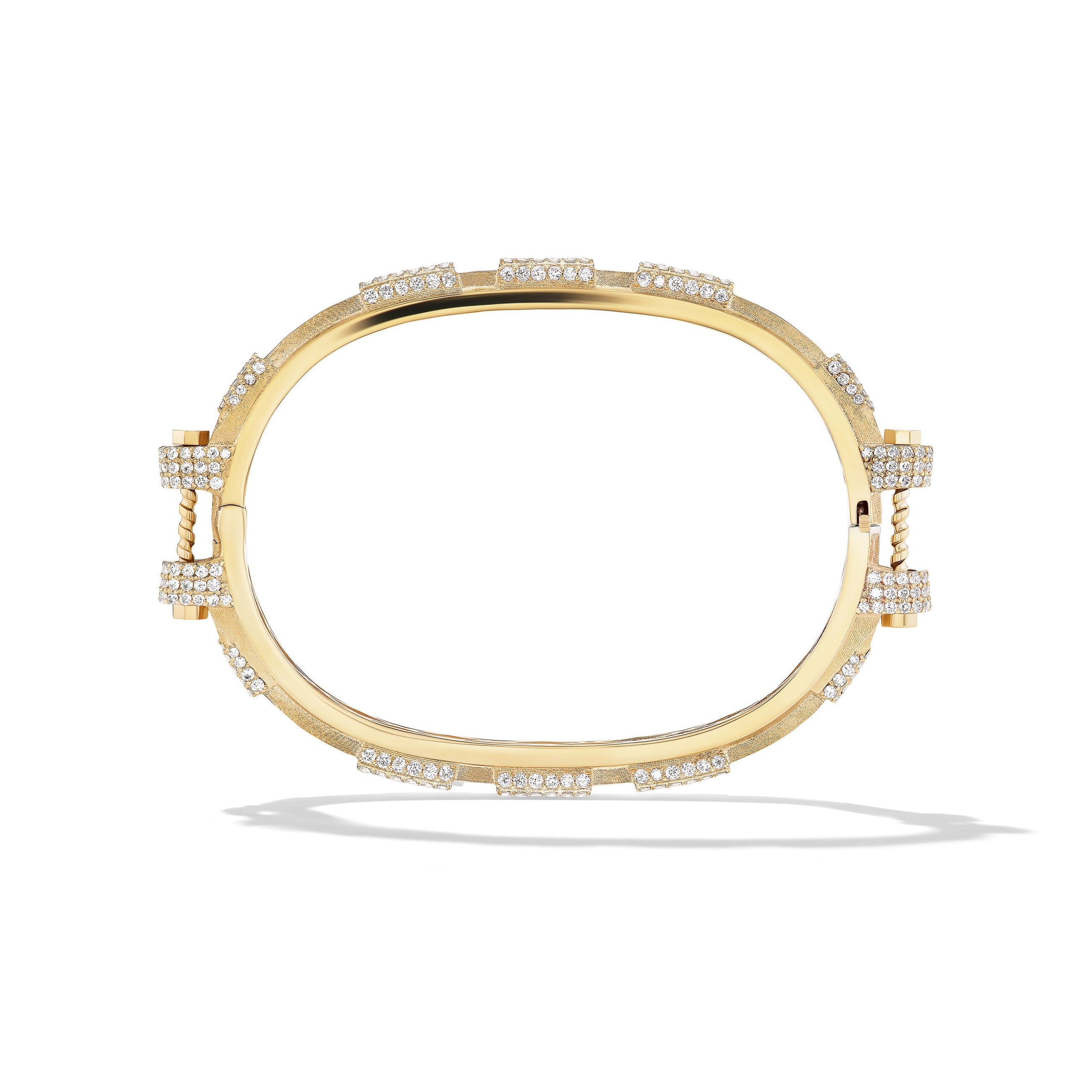 14k Yellow Gold Half Diamond COUPLING™ Thin Bangle