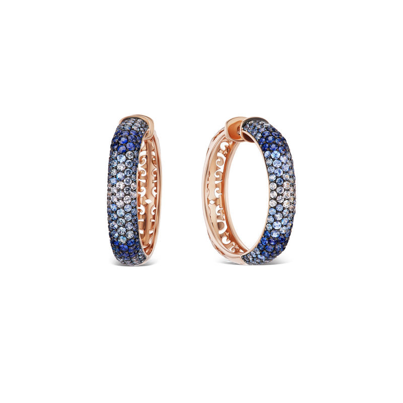 14k Rose Gold Blue Sapphire Candy Hoop Earrings