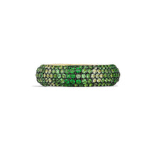 14k Yellow Gold Green Garnet Pavé Candy Ring