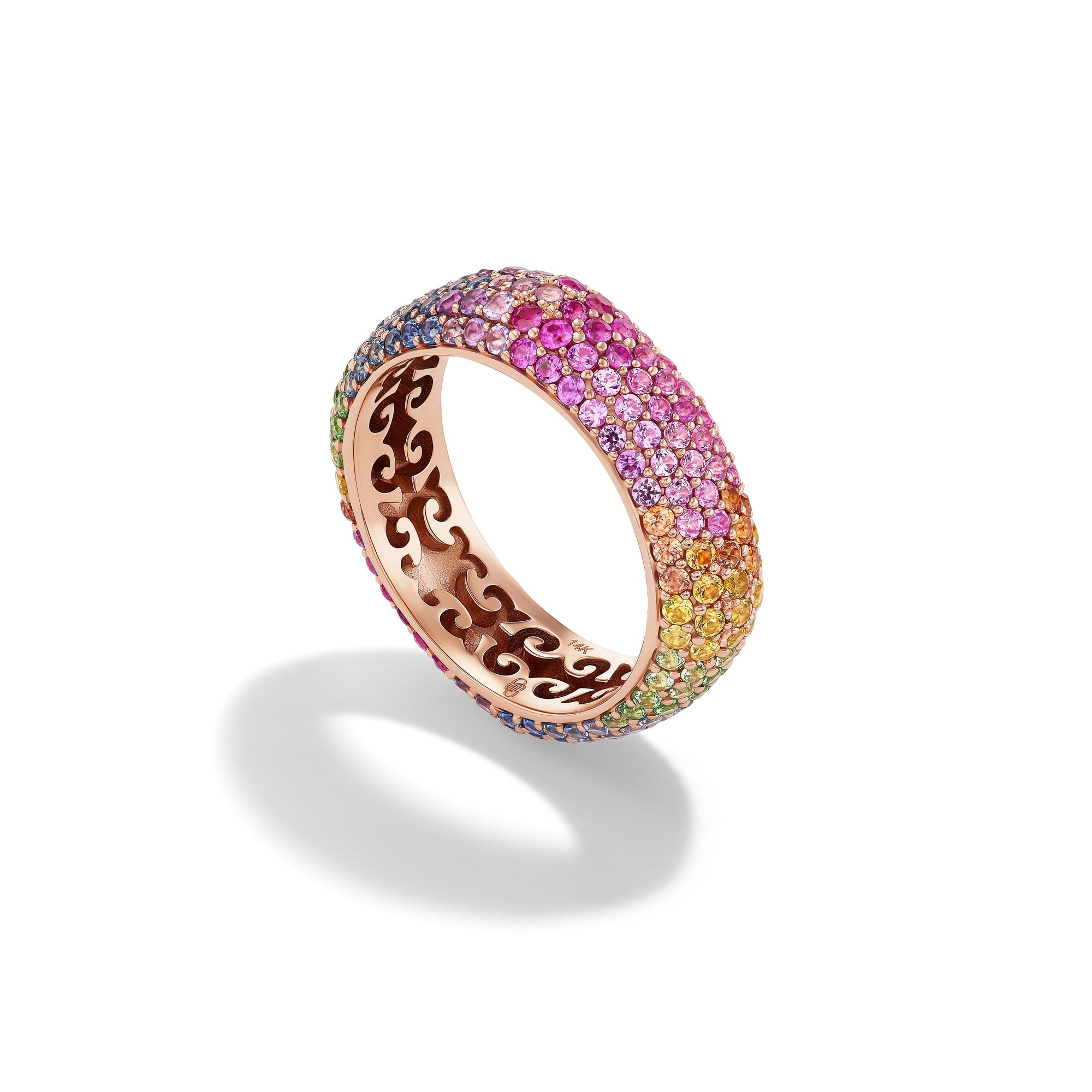 14k Yellow Gold Multicolor Sapphire Candy Ring