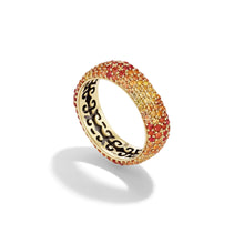 14k Yellow Gold Orange Sapphire Pavé Candy Ring