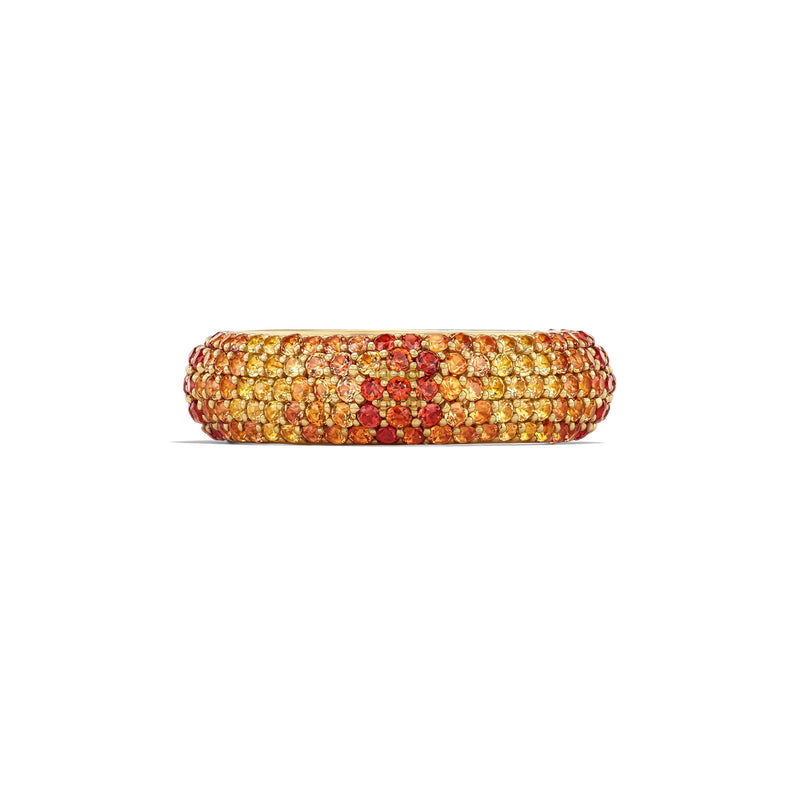 14k Yellow Gold Orange Sapphire Pavé Candy Ring