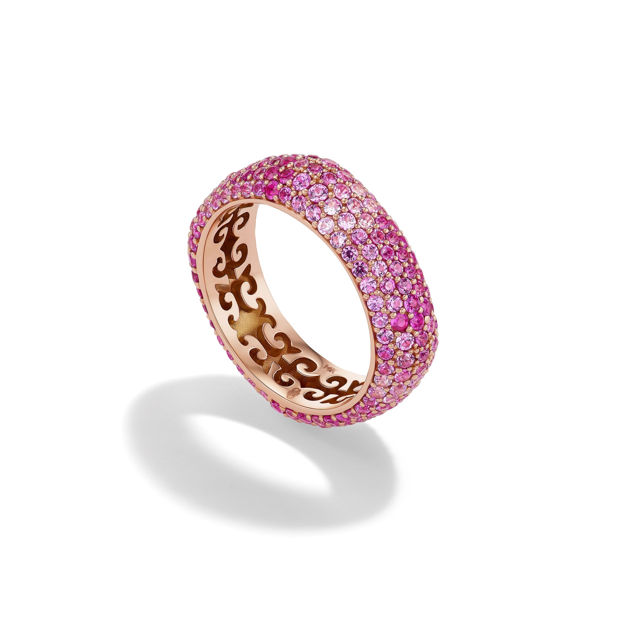 14k Yellow Gold Ombré Pink Sapphire Candy Ring