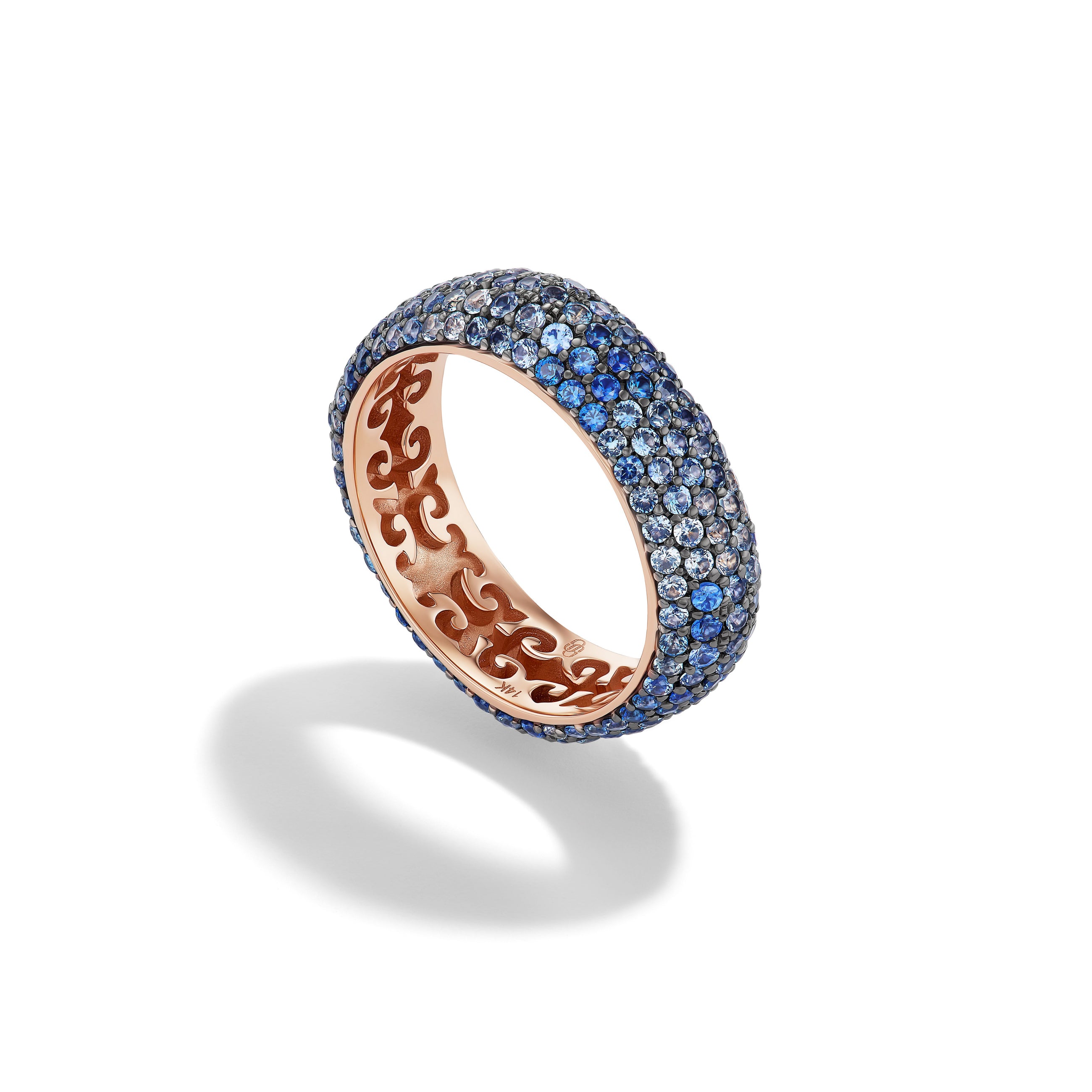14k Yellow Gold Ombré Blue Sapphire Candy Ring