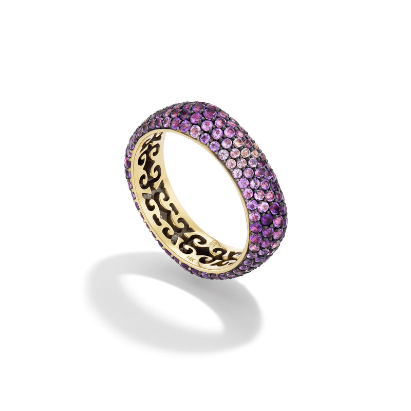 14k Yellow Gold Amethyst Pavé Candy Ring