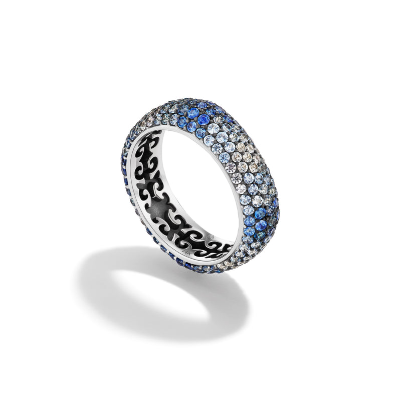 14k White Gold Light Blue Sapphire Pavé Candy Ring
