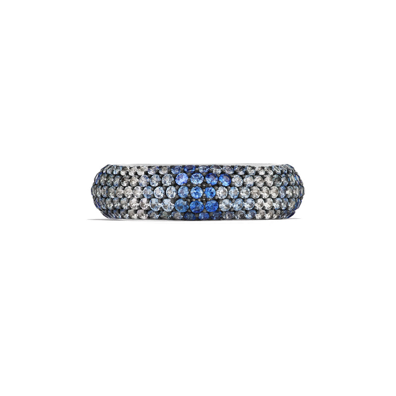 14k White Gold Light Blue Sapphire Pavé Candy Ring