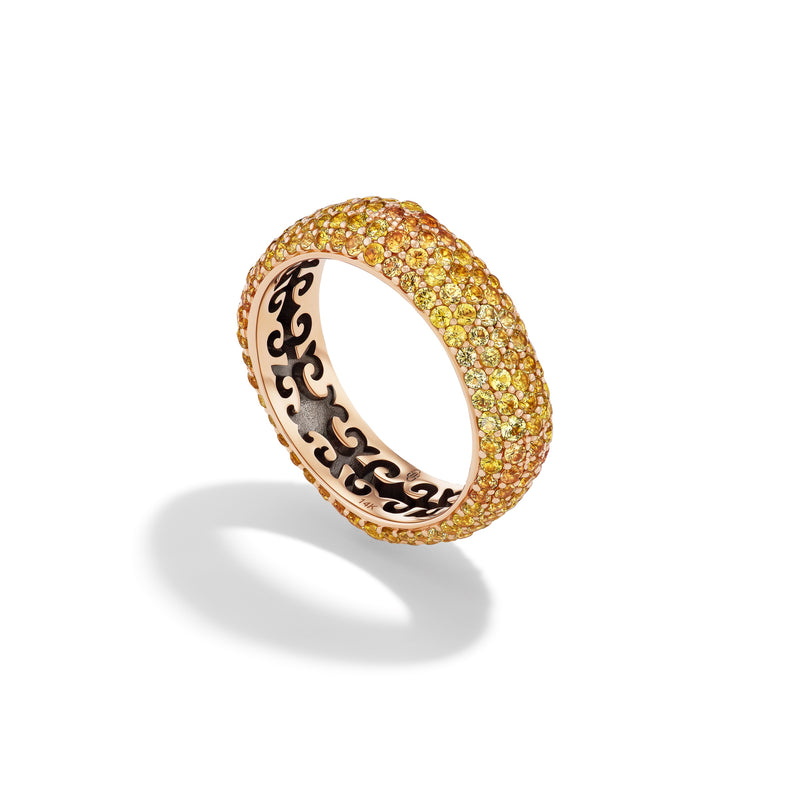 14k Rose Gold Yellow Sapphire Pavé Candy Ring