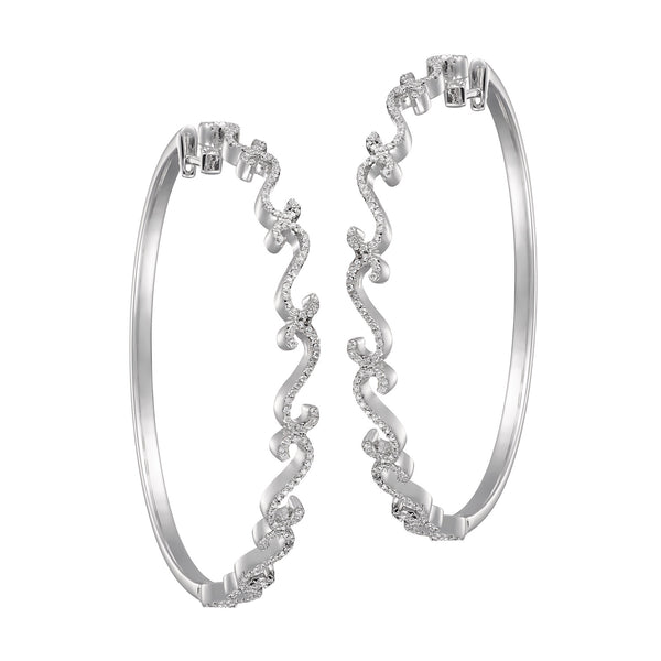 Nina White Gold and White Diamond Hoops