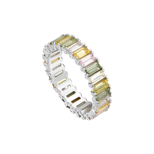 Emerald Cut Multicolored Sapphire Band