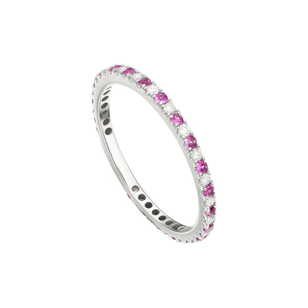 Tiny Pink Sapphire and Diamond Band