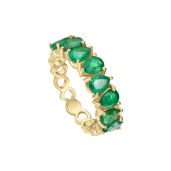 Pear Shaped Emerald Band