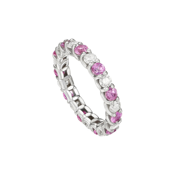 "Charmed" Diamond and Pink Sapphire Band