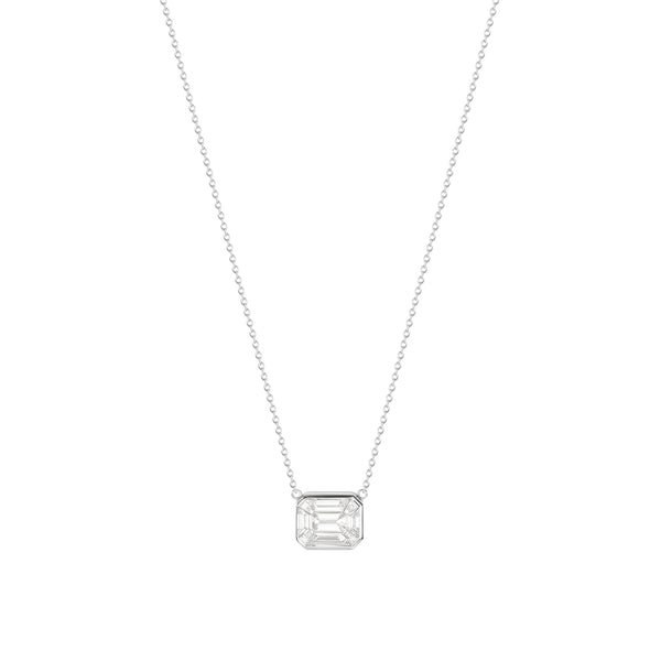 Imitation Diamond Emerald Shape Necklace