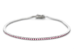 1 Carat White Gold And Pink Sapphire Tennis Bracelet