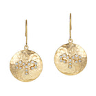 Round Yellow Gold And Diamond Earrings