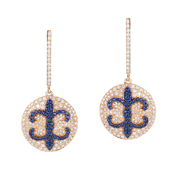 White Diamond and Blue Sapphire Earrings