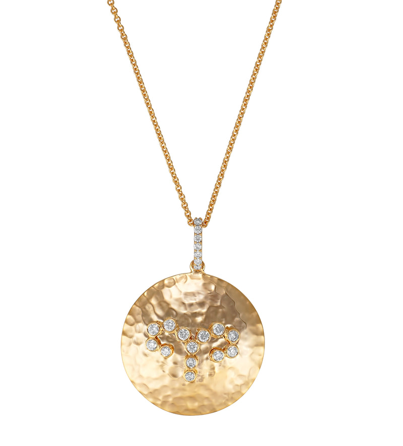 Round Yellow Gold and Diamond Pendant