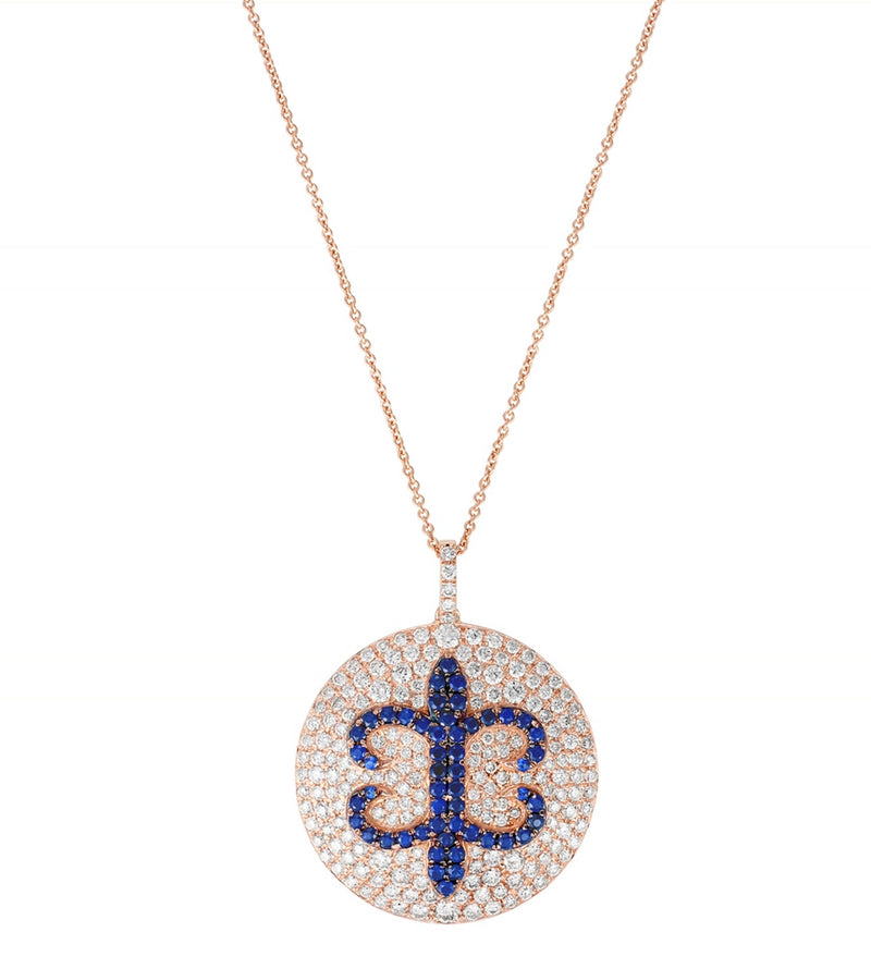 White Diamond and Blue Sapphire Pendant