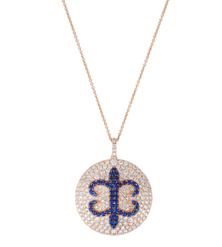 White Diamond and Blue Sapphire Pendant