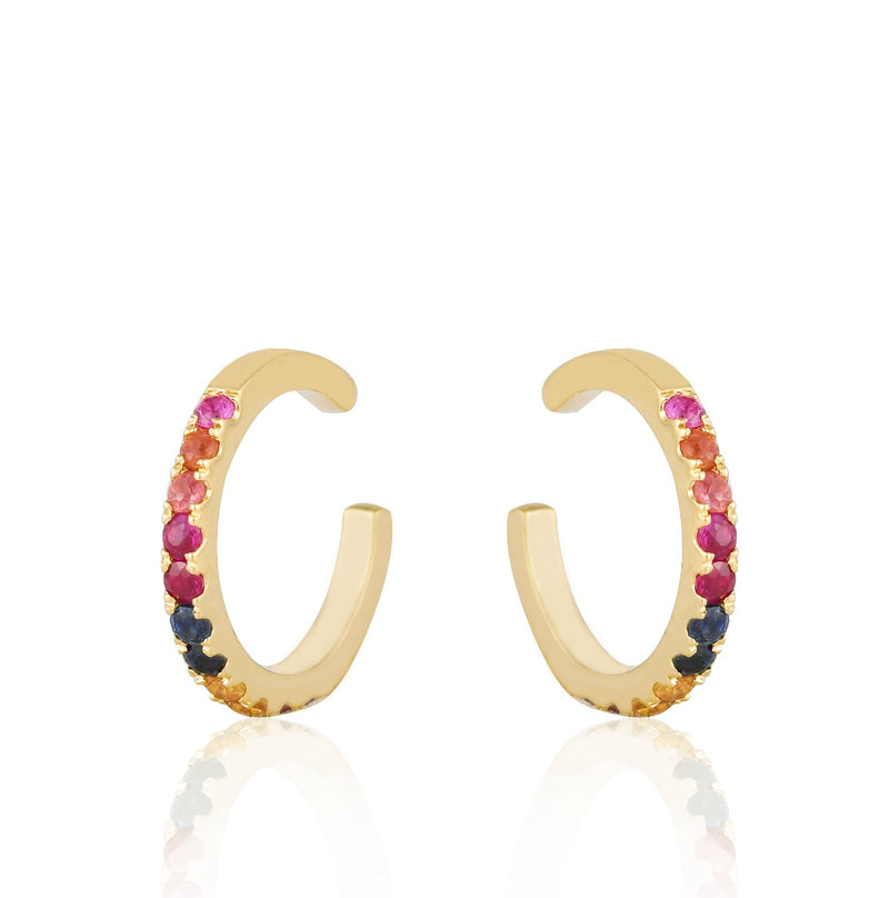 Rainbow Colored Stone Ear Cuff