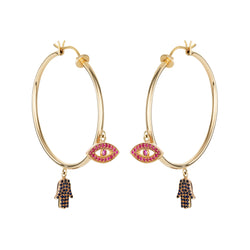Thin Evil Eye Hoops