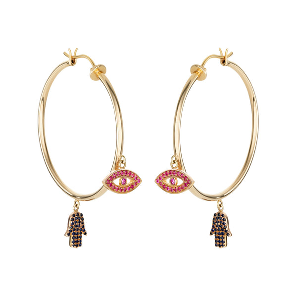 Thin Evil Eye Hoops