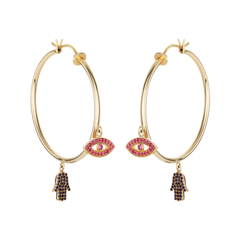 Thin Evil Eye Hoops