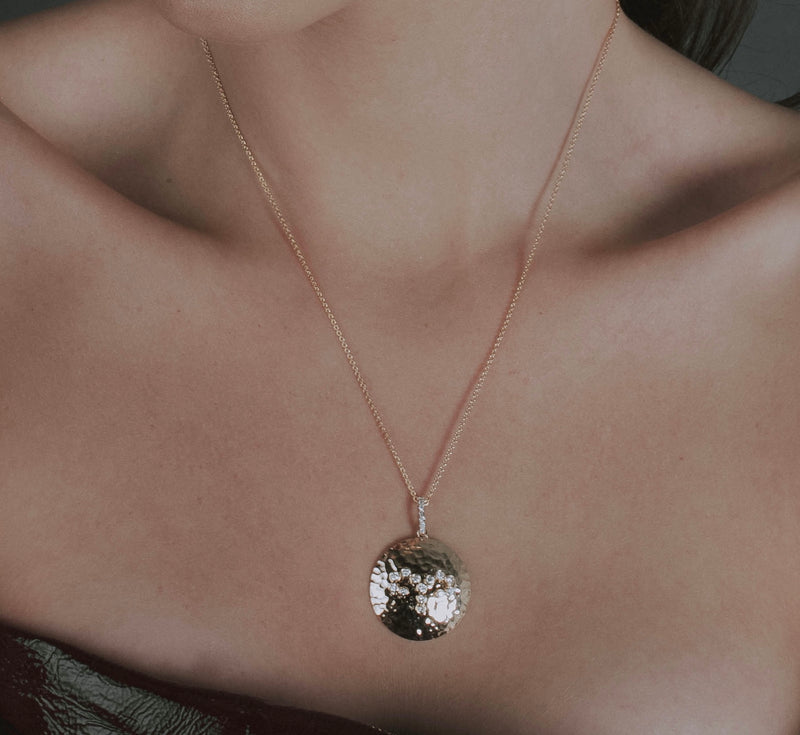 Round Yellow Gold and Diamond Pendant