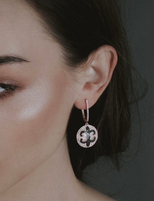 White Diamond and Blue Sapphire Earrings